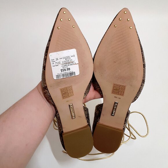 LOUISE ET CIE d'Orsay Ballerina Flats with Ankle Wrap in Metallic Snakeskin - Picture 10 of 11